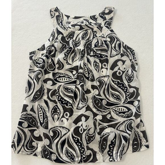Banana Republic Womens Large Black White Semi Sheer Tank Blouse‎ - Picture 1 of 7